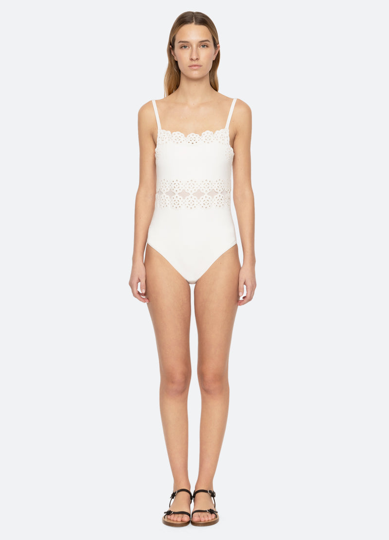 white-mae one piece-front view 2 - 14