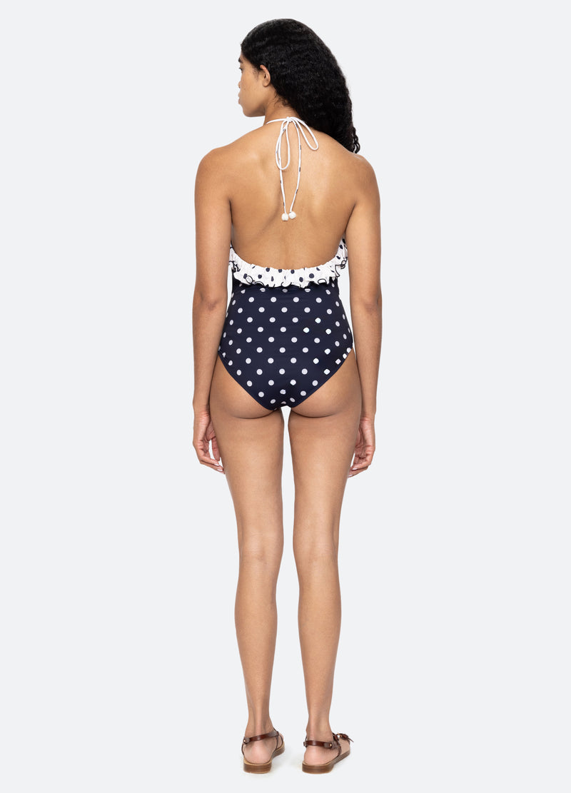 navy-paulina one piece-back view - 6