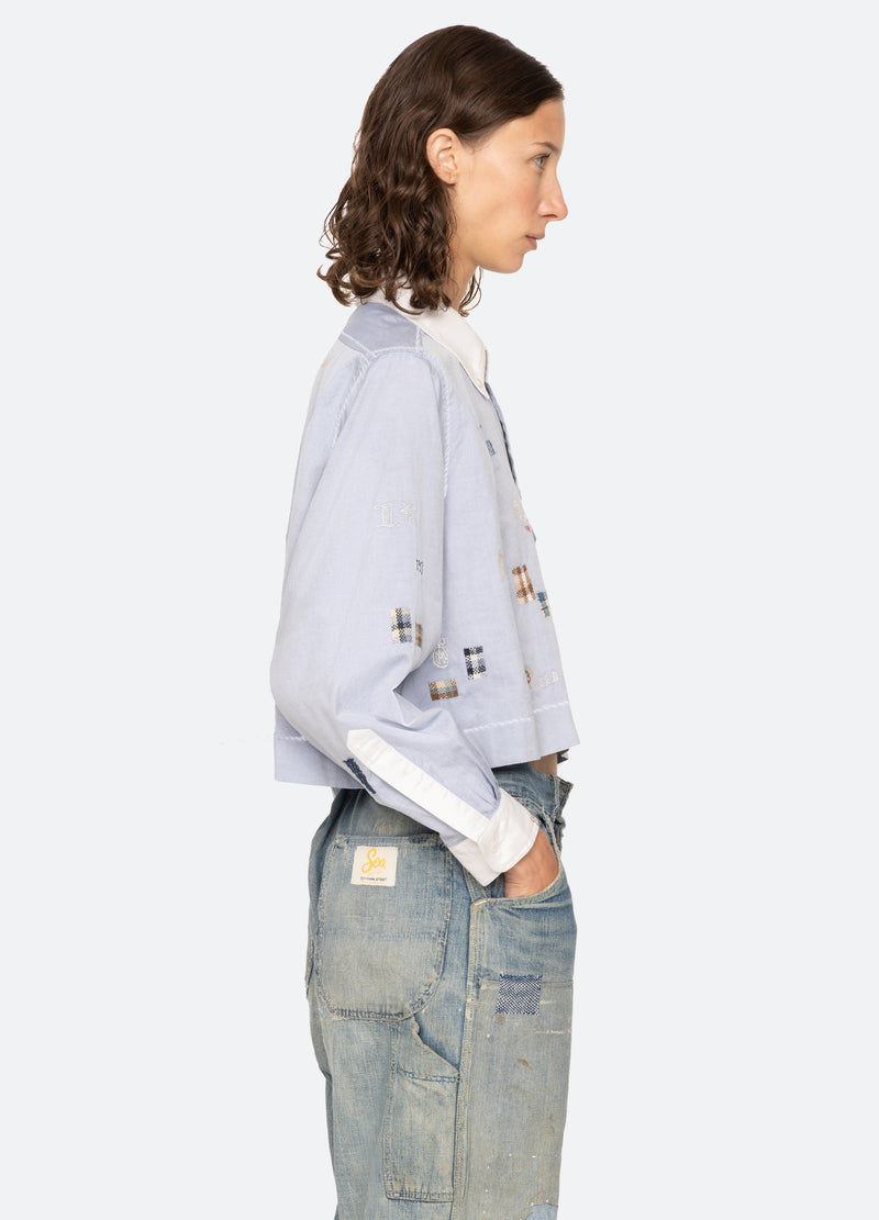 blue-claira l/s shirt-side view - 4