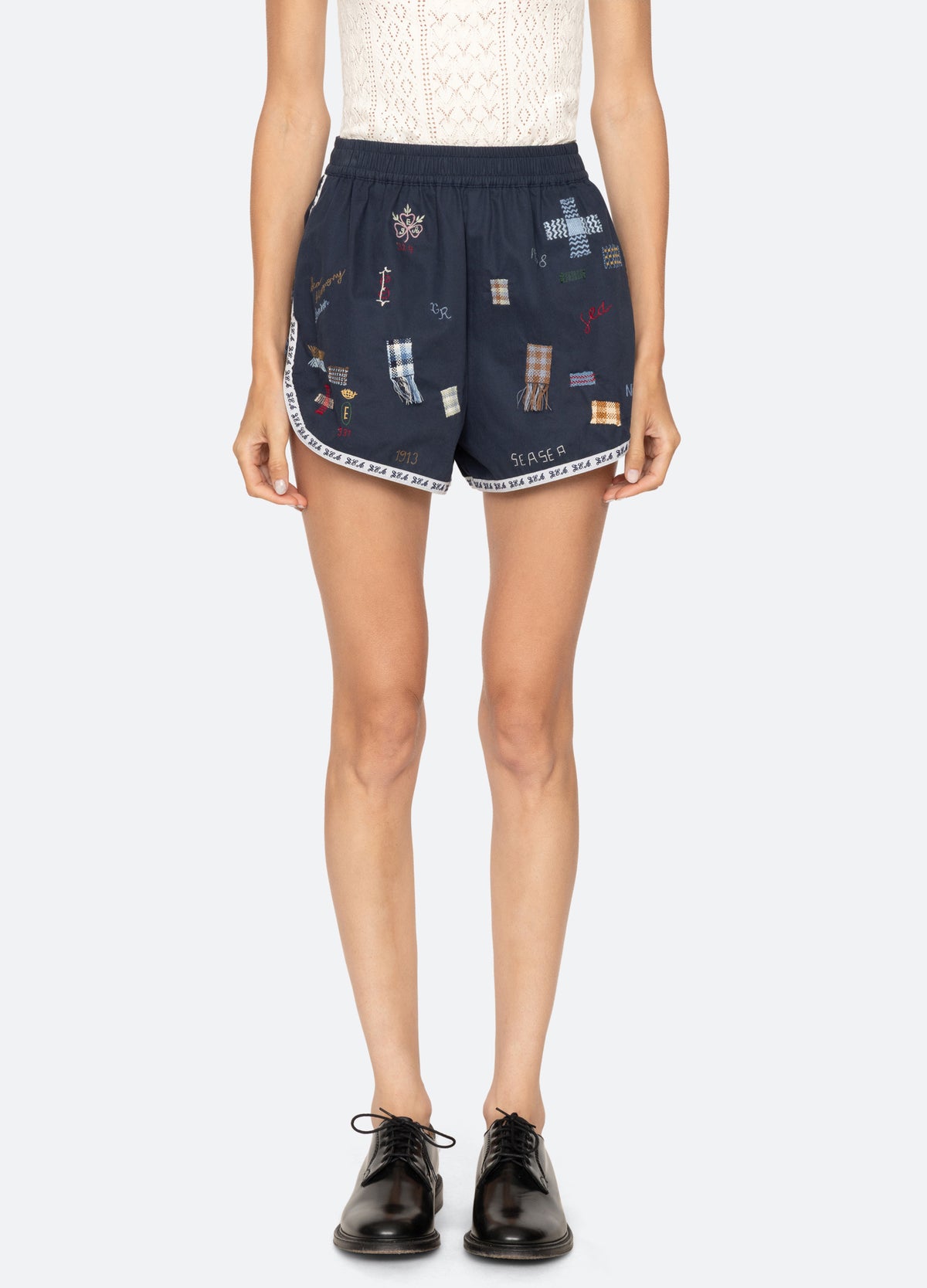 navy-claira shorts-front view