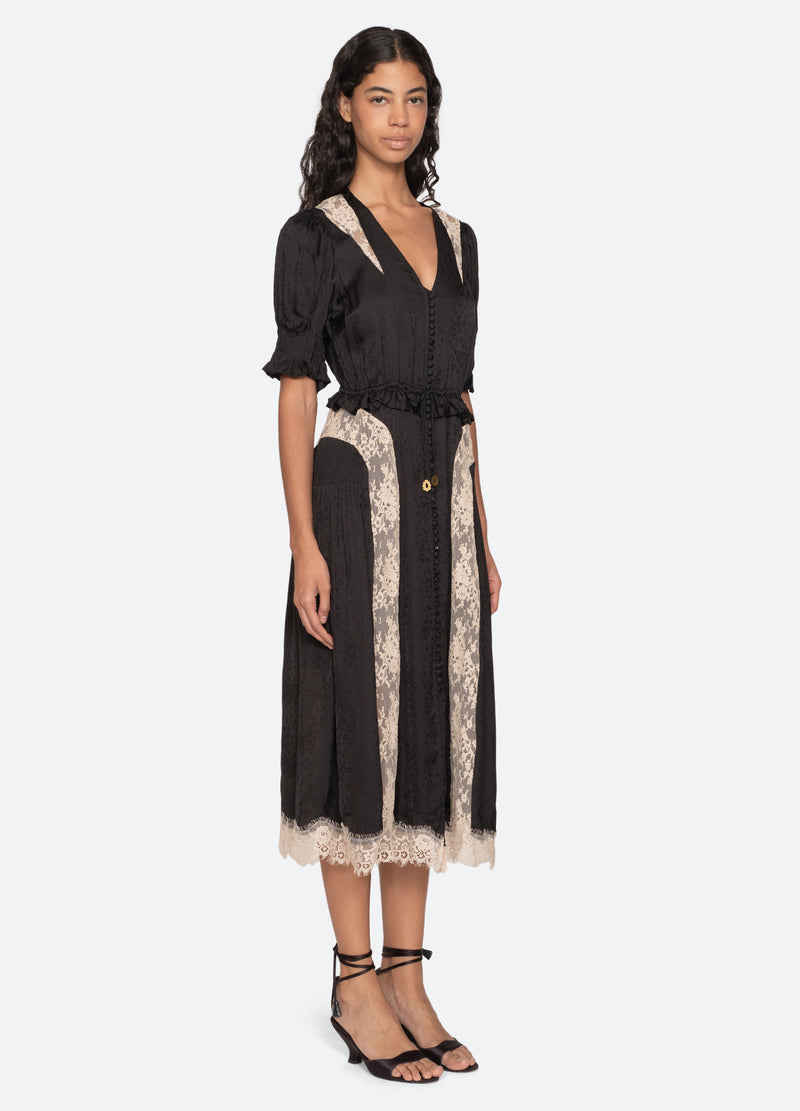 black-ethel midi dress-three quarter view - 4