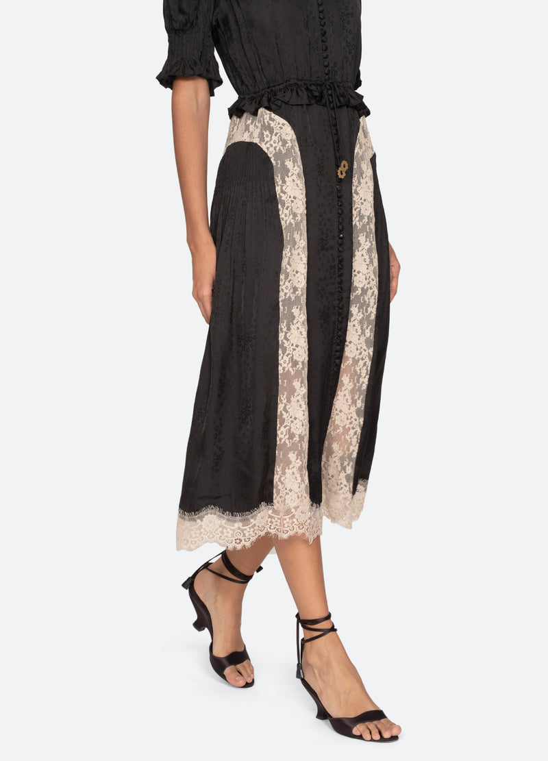 black-ethel midi dress-walking view - 7