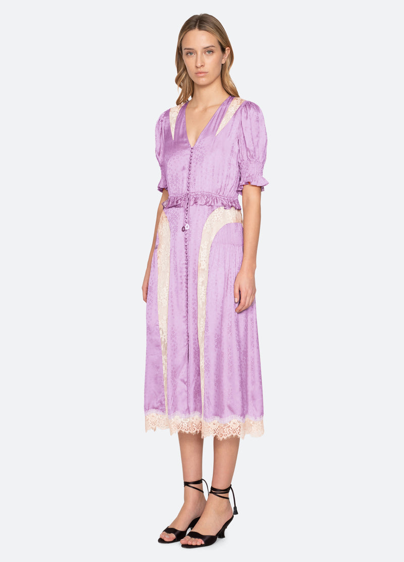 lilac-ethel midi dress-three quarter view - 11