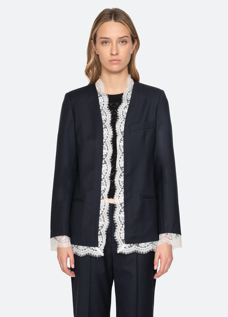 navy-fiora jacket-front view - 9