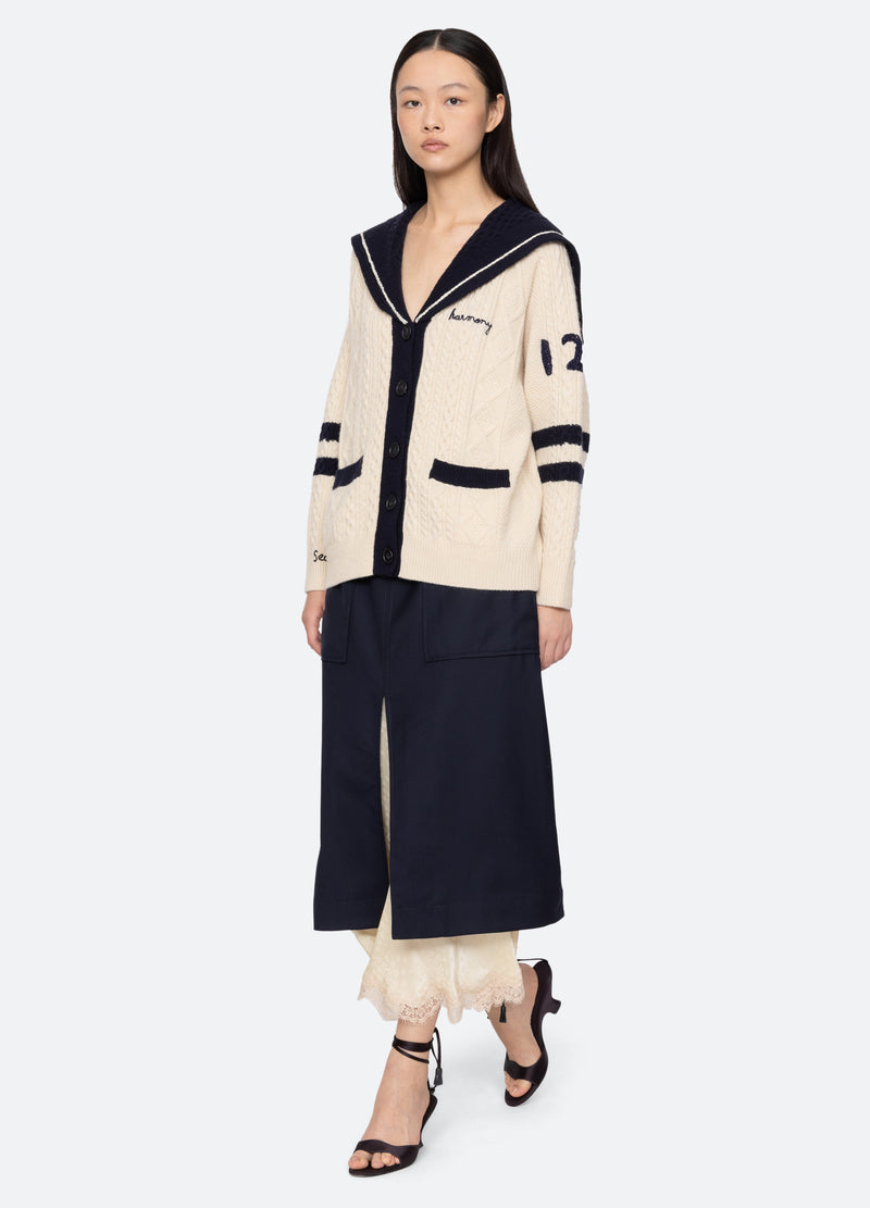 cream-maren cardigan-full body view - 7