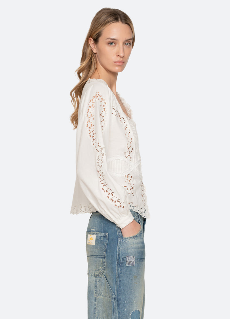 cream-sofia blouse-side view - 3