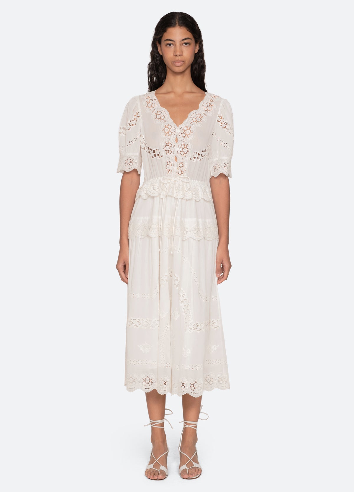 sea embroidered lace dress Sea New York Black Gracelyn Lace Embroidery Maxi Slip Dress Black / L