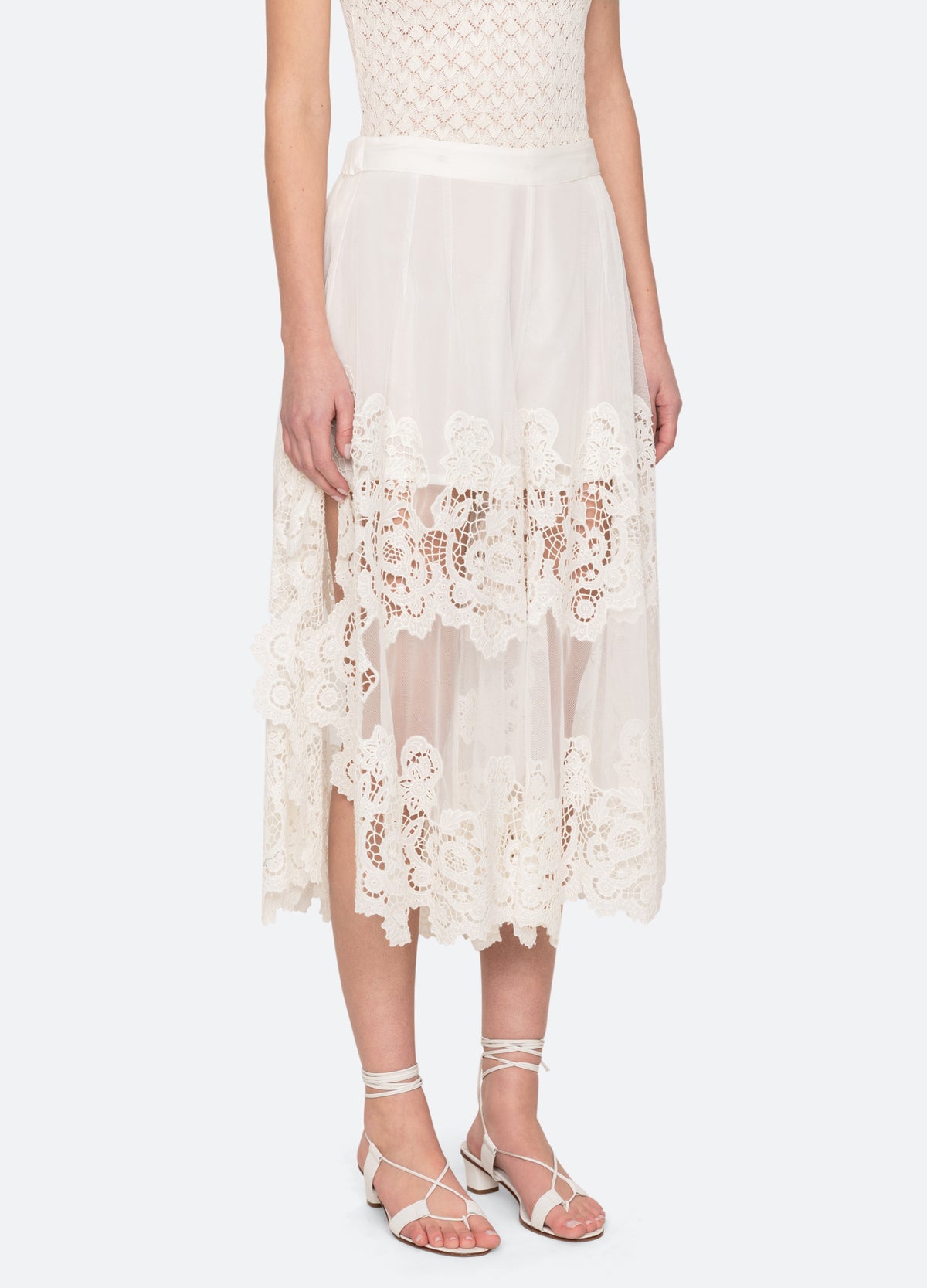 cream-sofia pants-three quarter view - 5