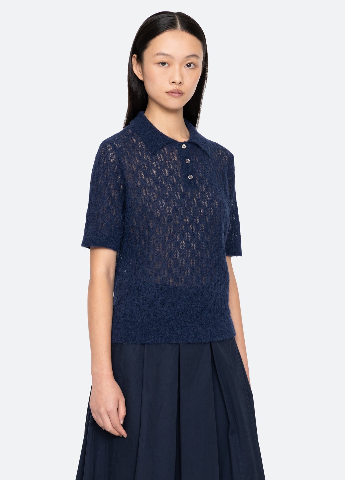 navy-teagan s/s sweater-three quarter view - 11