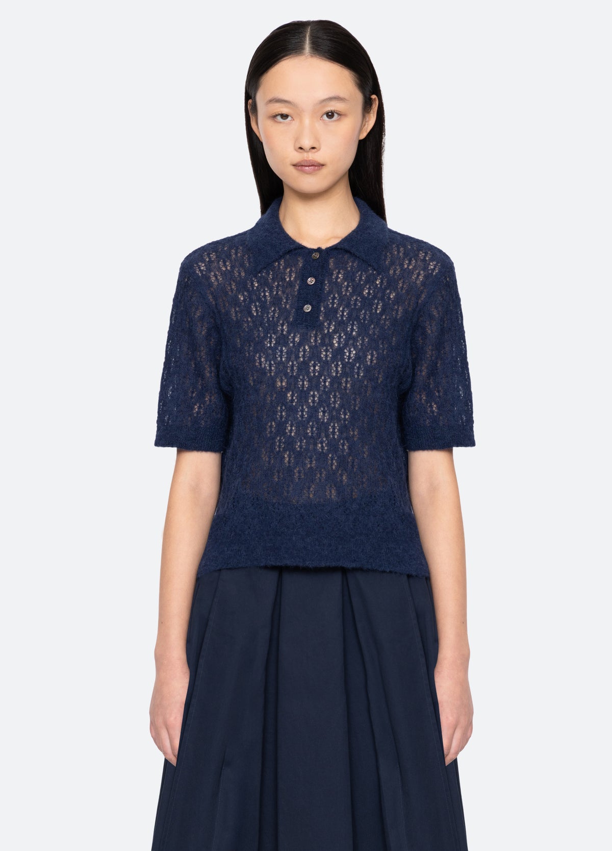 navy-teagan s/s sweater-front view 2 - 7