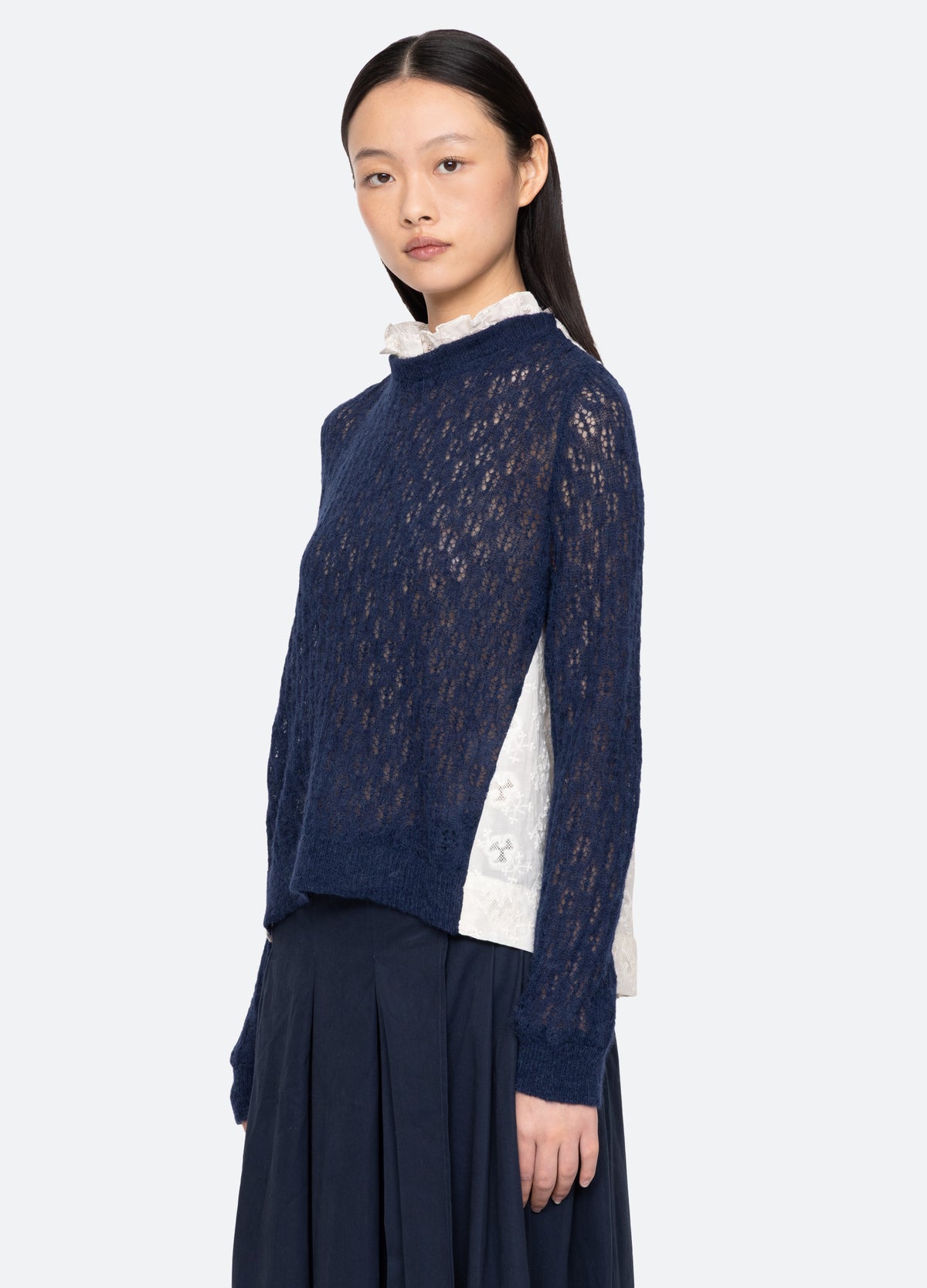 navy-teagan sweater-three quarter view - 5