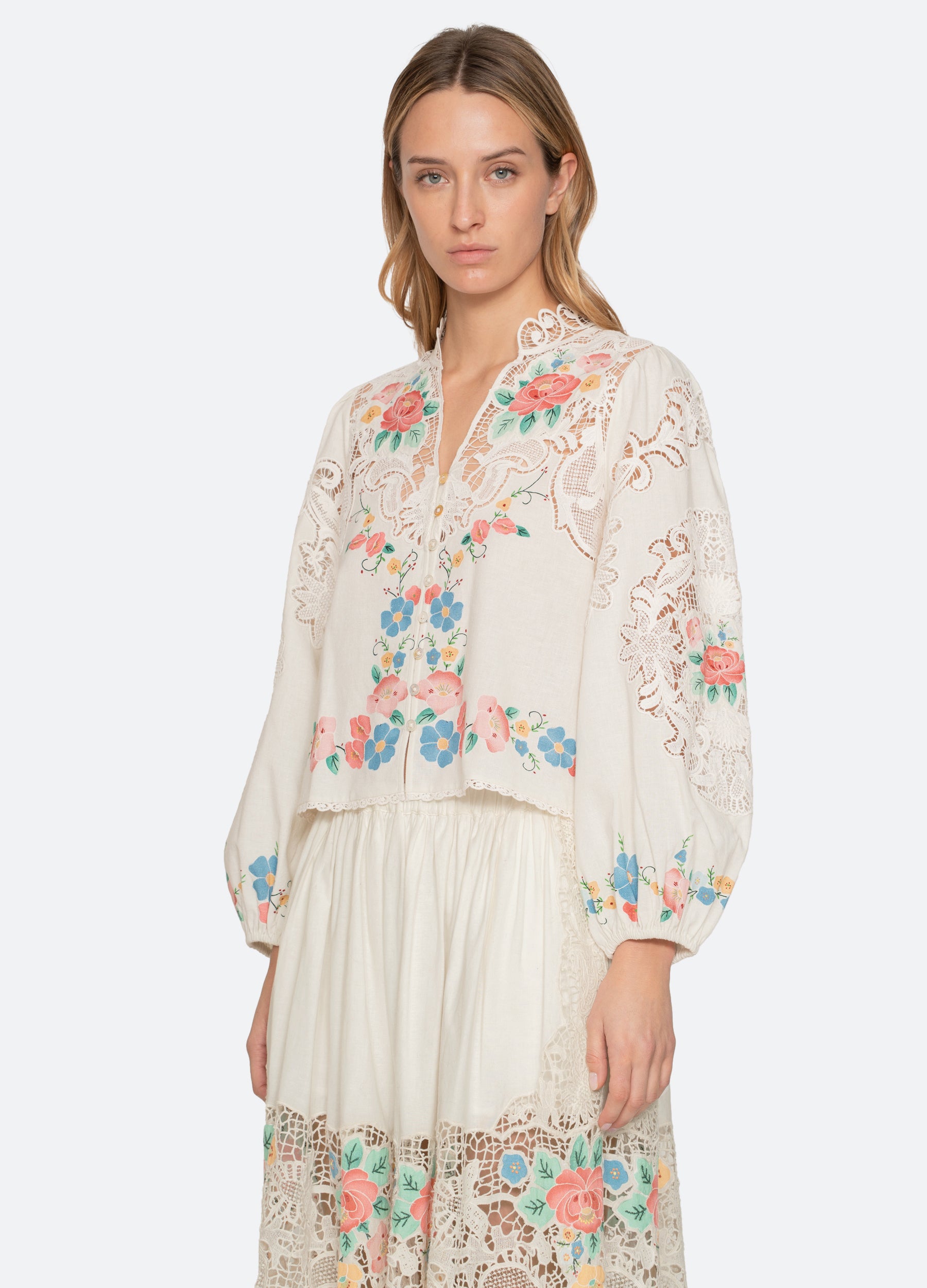 トップス Soor Ploom Astrid Blouse, Floral6y Astrid Blouse – Sea, New York