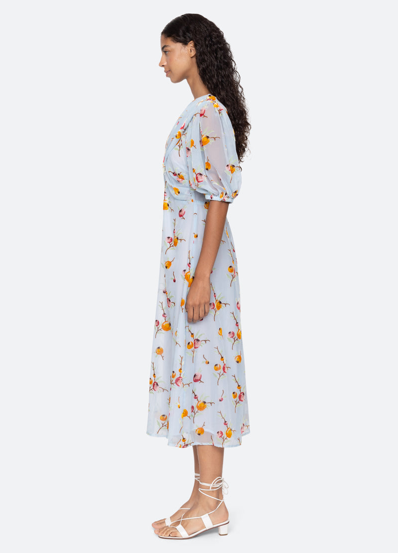 freya midi dress Baltic Born Womens Freya Tiered Midi Dress | White + Blue