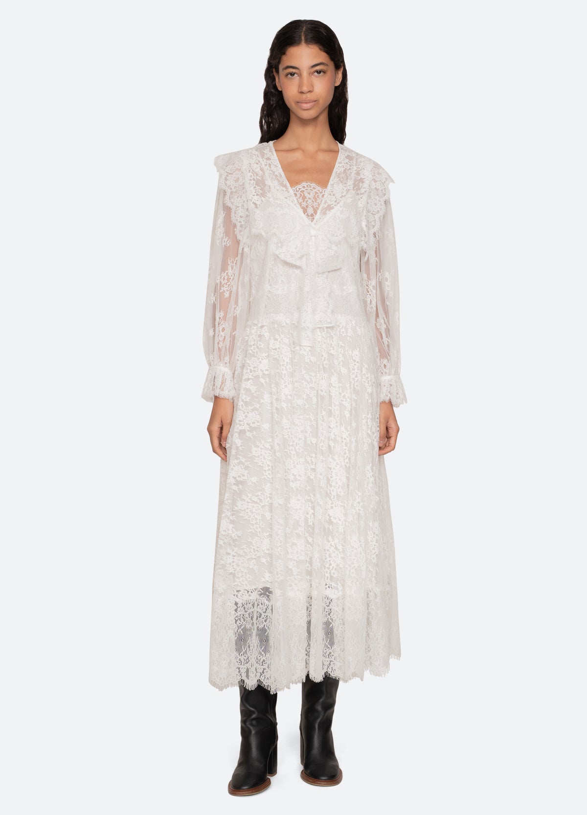 white-holden l/s dress-front view 2 - 7