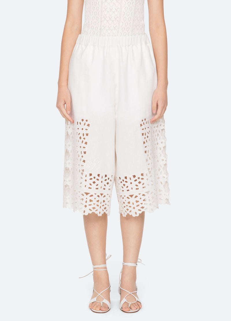 white-leila culottes-front view - 1