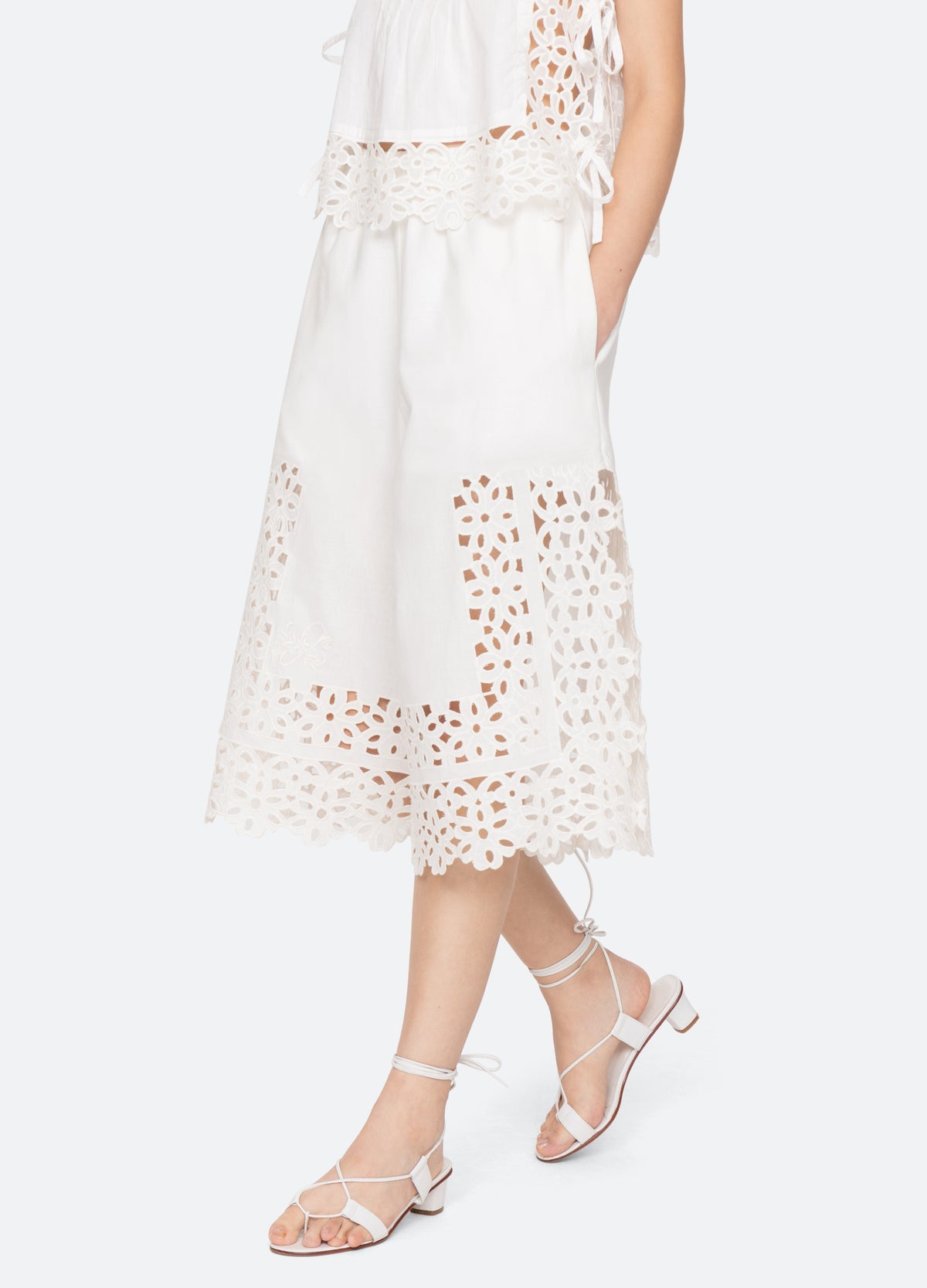 white-leila culottes-walking view - 6