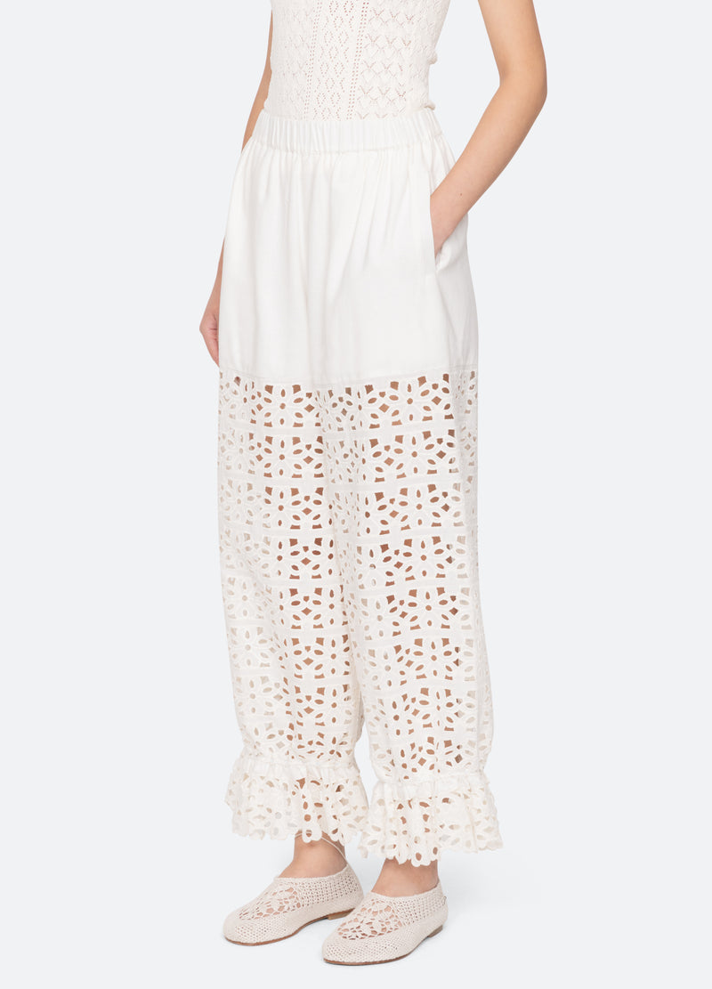 white-leila pants-three quarter view - 5