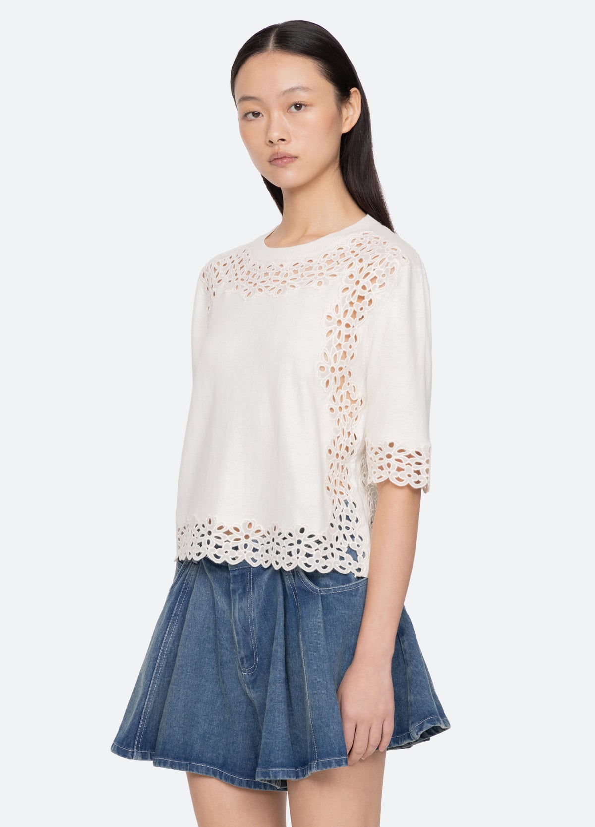 cream-leila sweater-three quarter view - 4