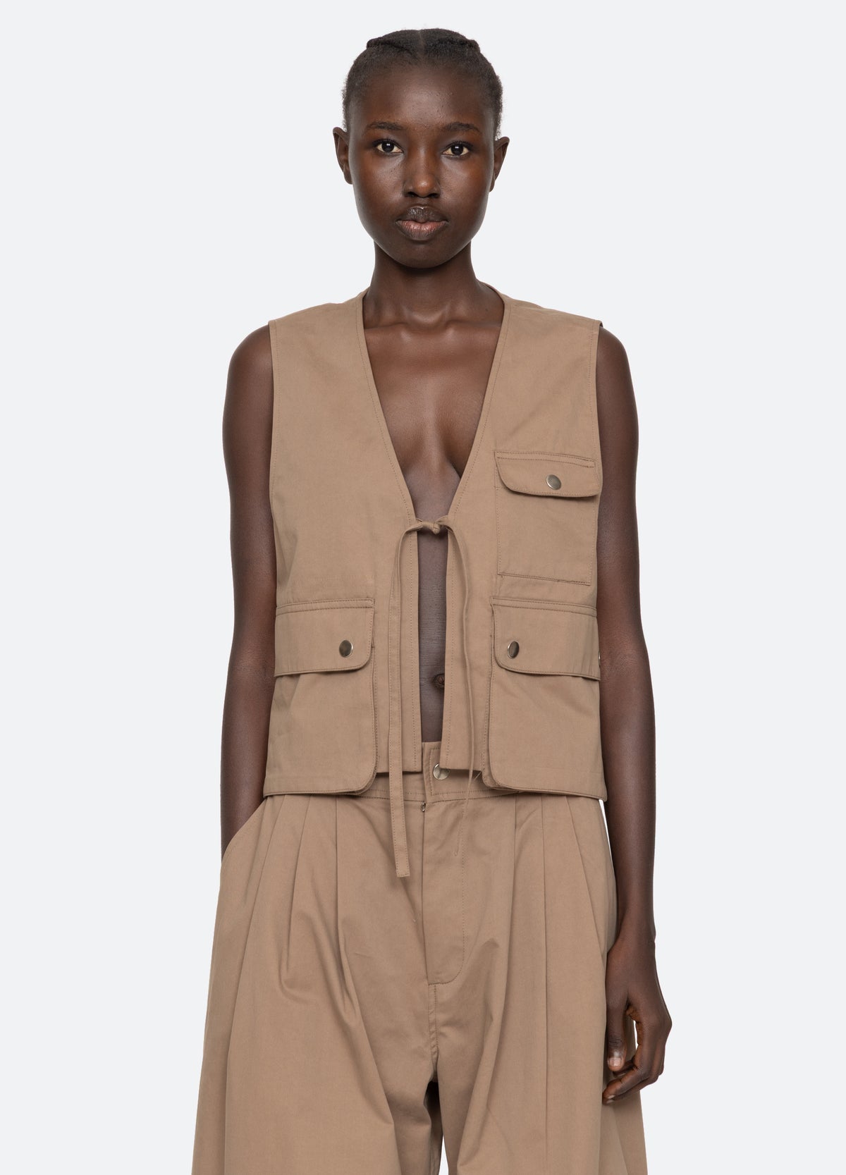 taupe-lois vest-front view - 9