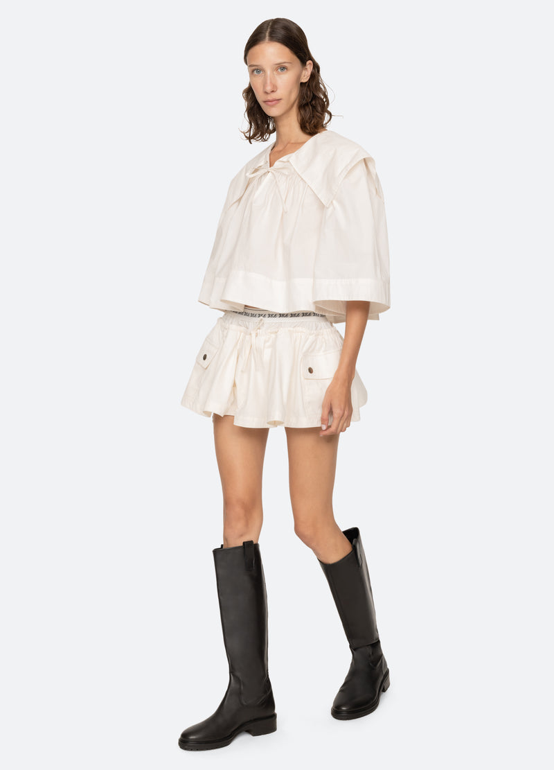 cream-lois shorts-full body view - 2