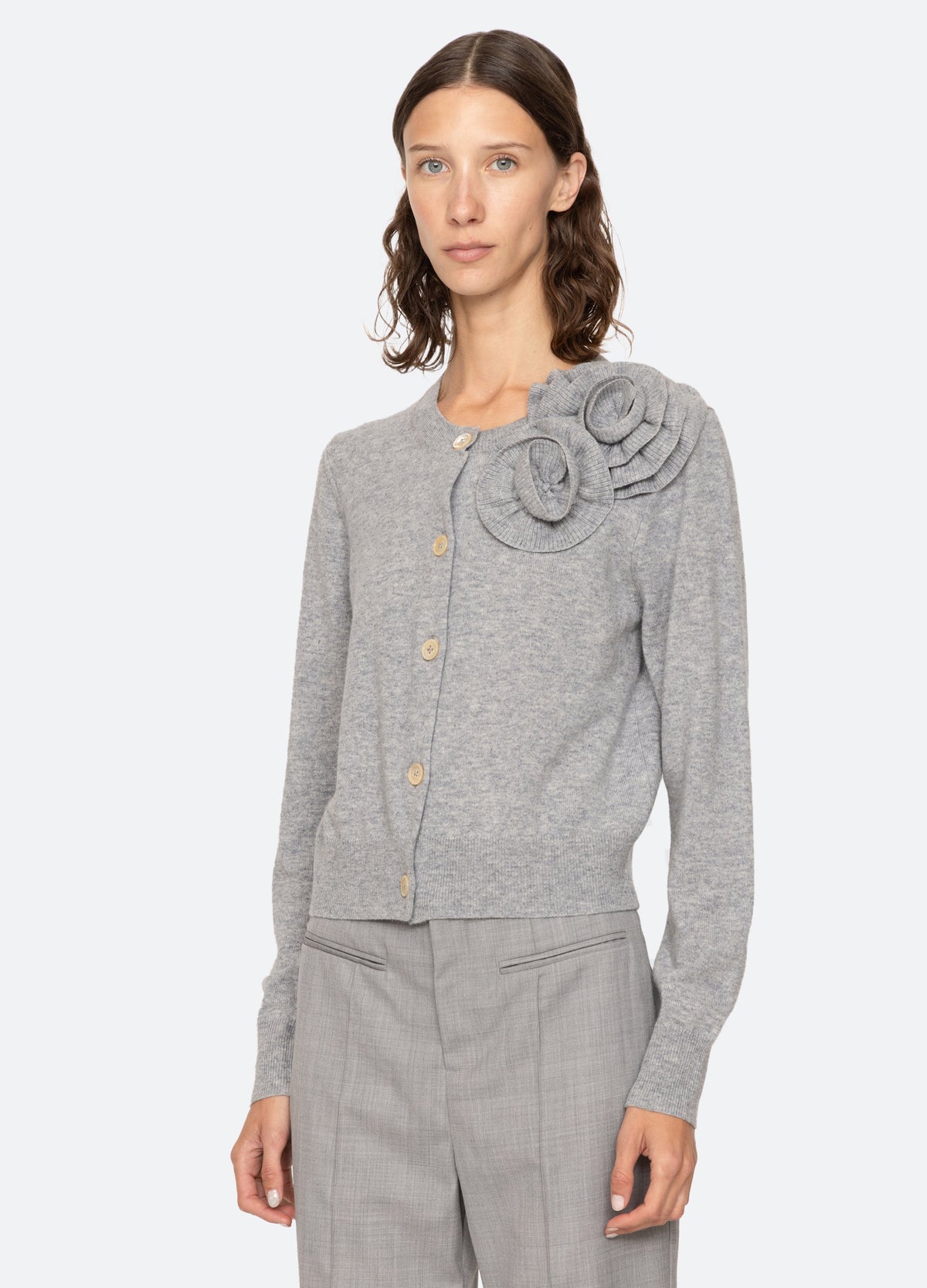 grey-minette cardigan-three quarter view - 4