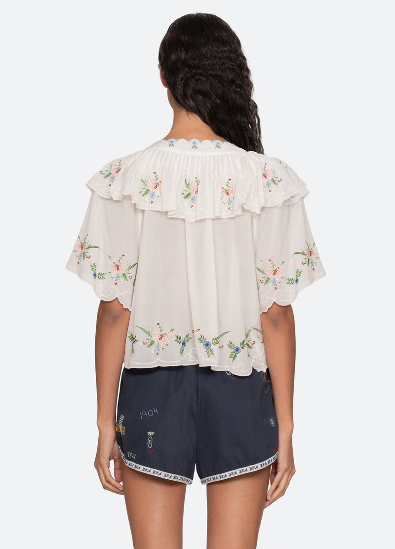 cream-serafina s/s top-back view - 3