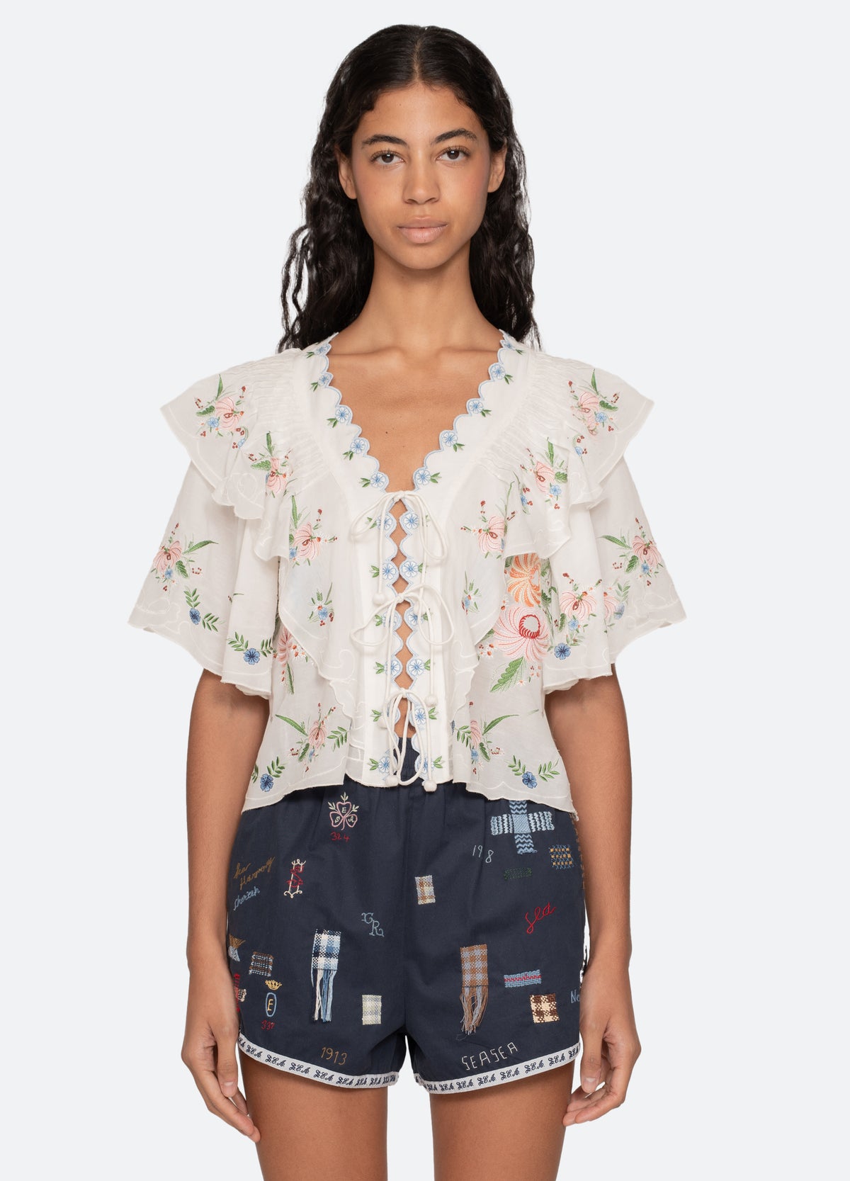 cream-serafina s/s top-front view 2 - 6