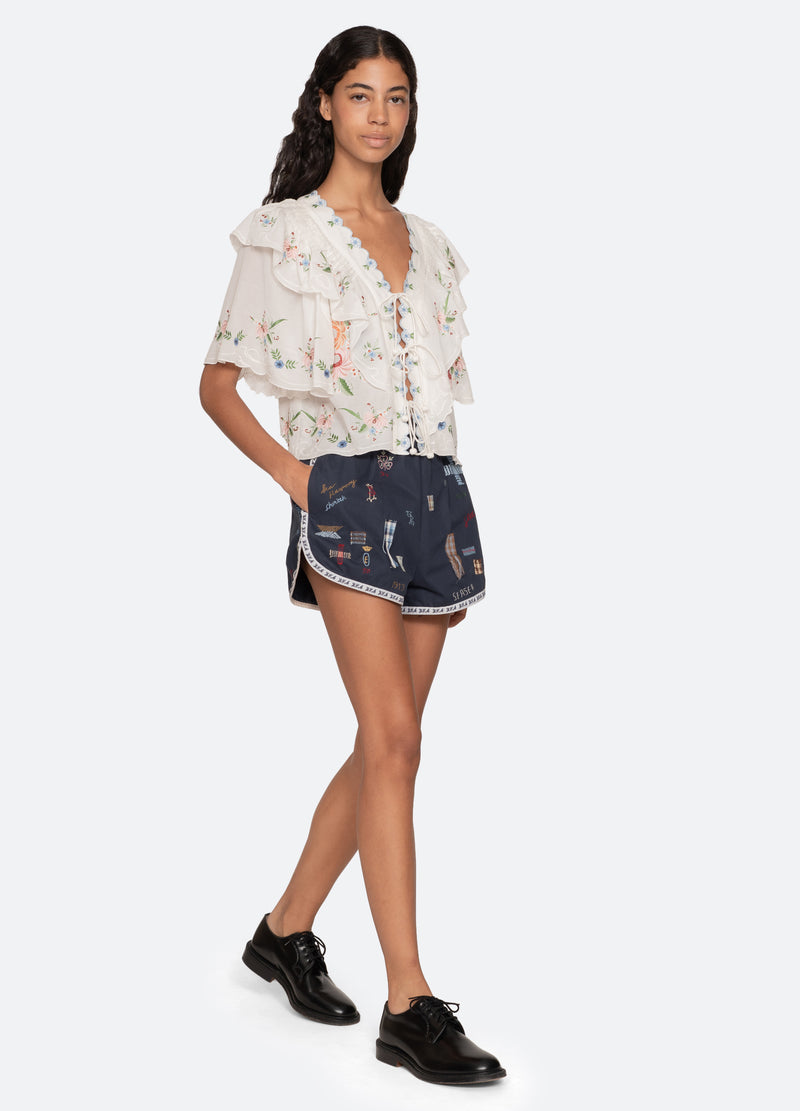 cream-serafina s/s top-full body view - 8