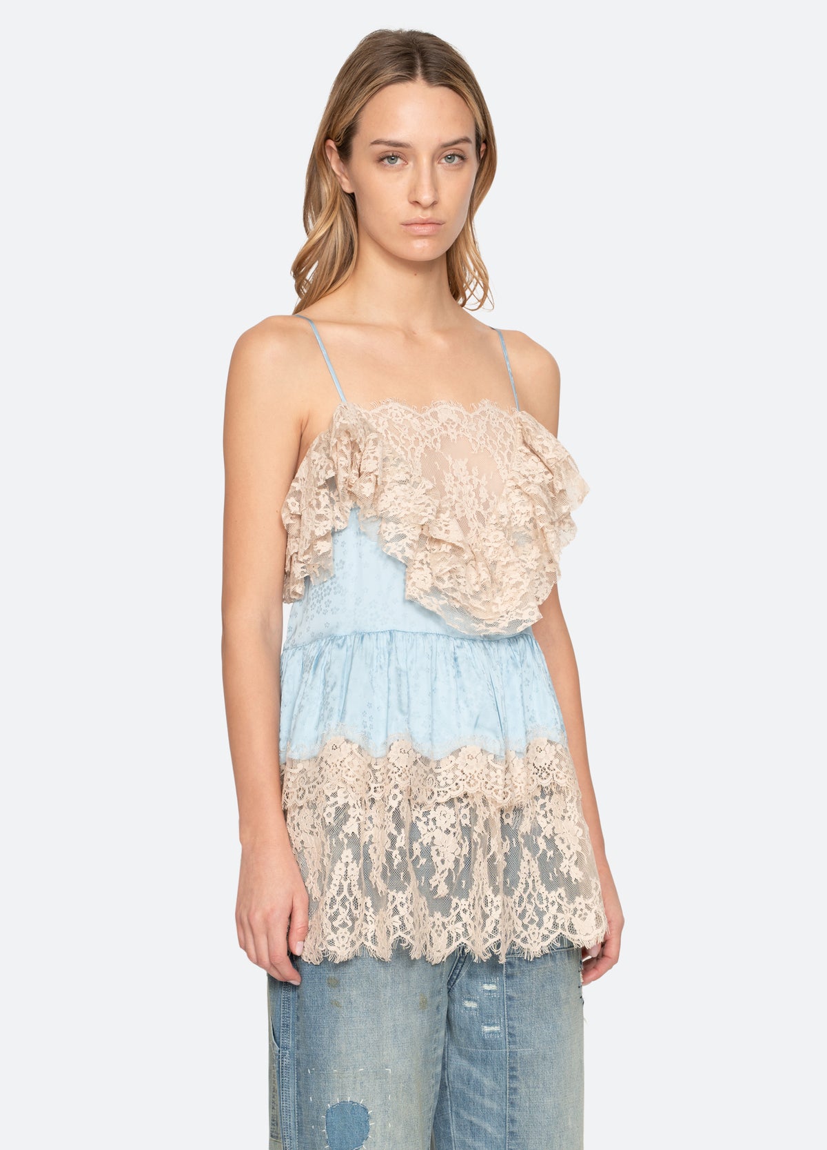 blue-ethel tunic top-three quarter view - 5