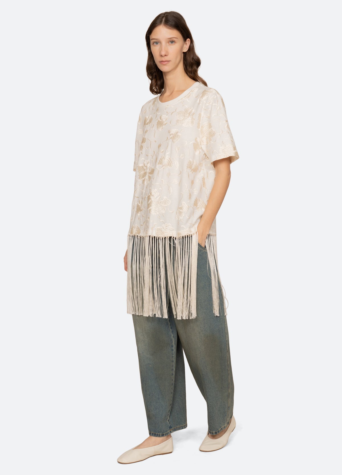 white-rafina combo t-shirt-front view