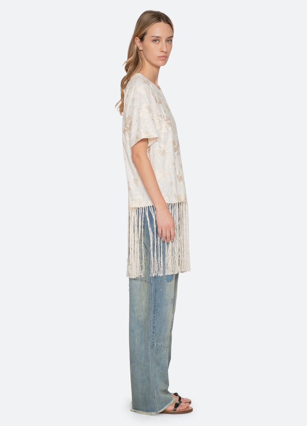 white-rafina combo t-shirt-side view - 3