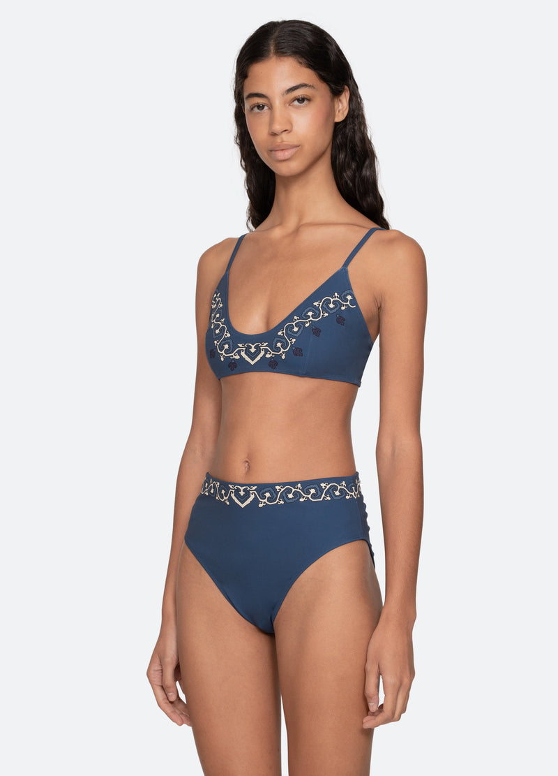 navy-blaise bikini top-three quarter view - 5