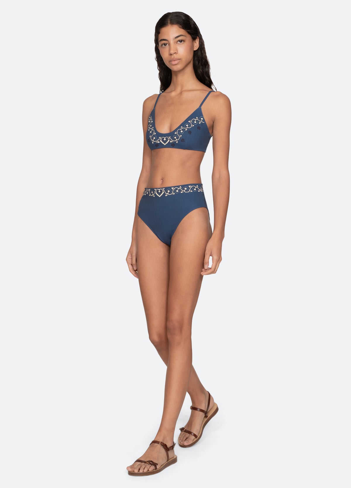 navy-blaise bikini top-full body view - 7
