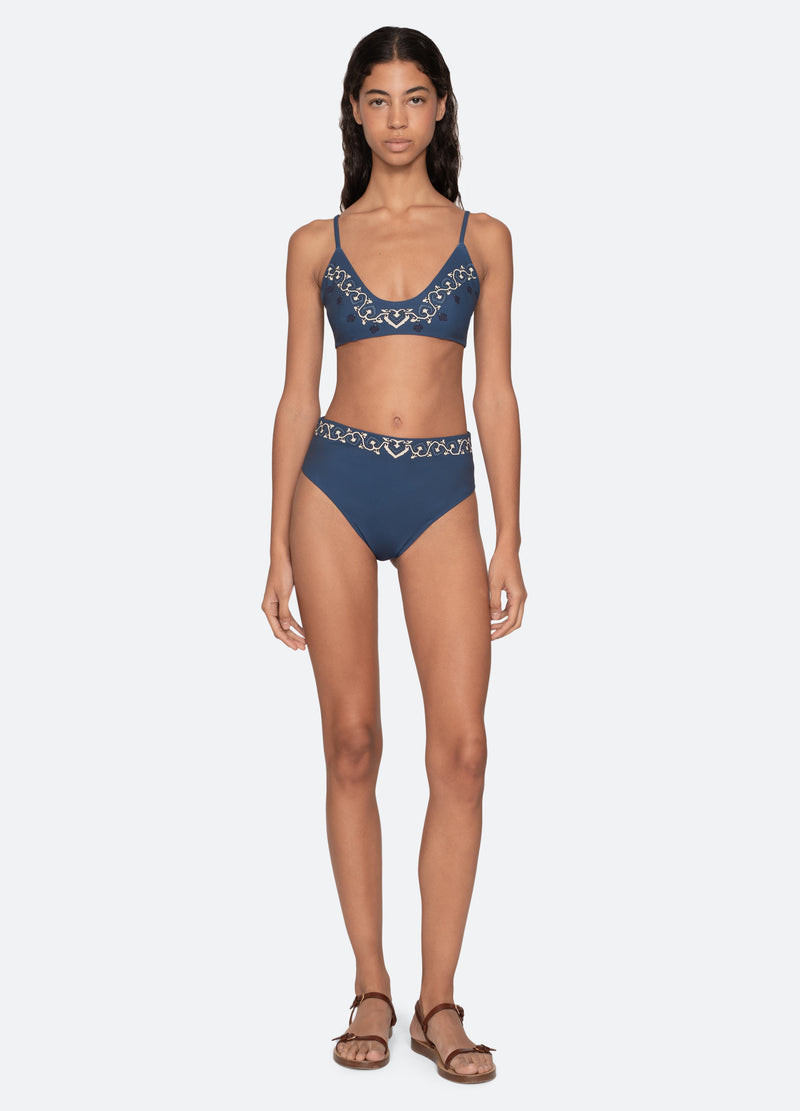 navy-blaise bikini bottom-full body view - 2