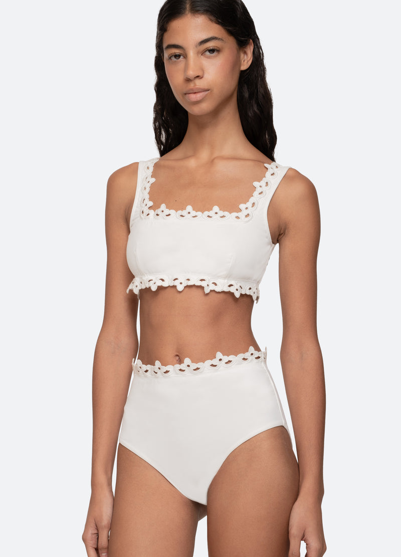 white-leila bikini top-detail view - 5