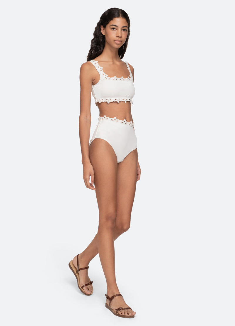 white-leila bikini top-full body view - 6