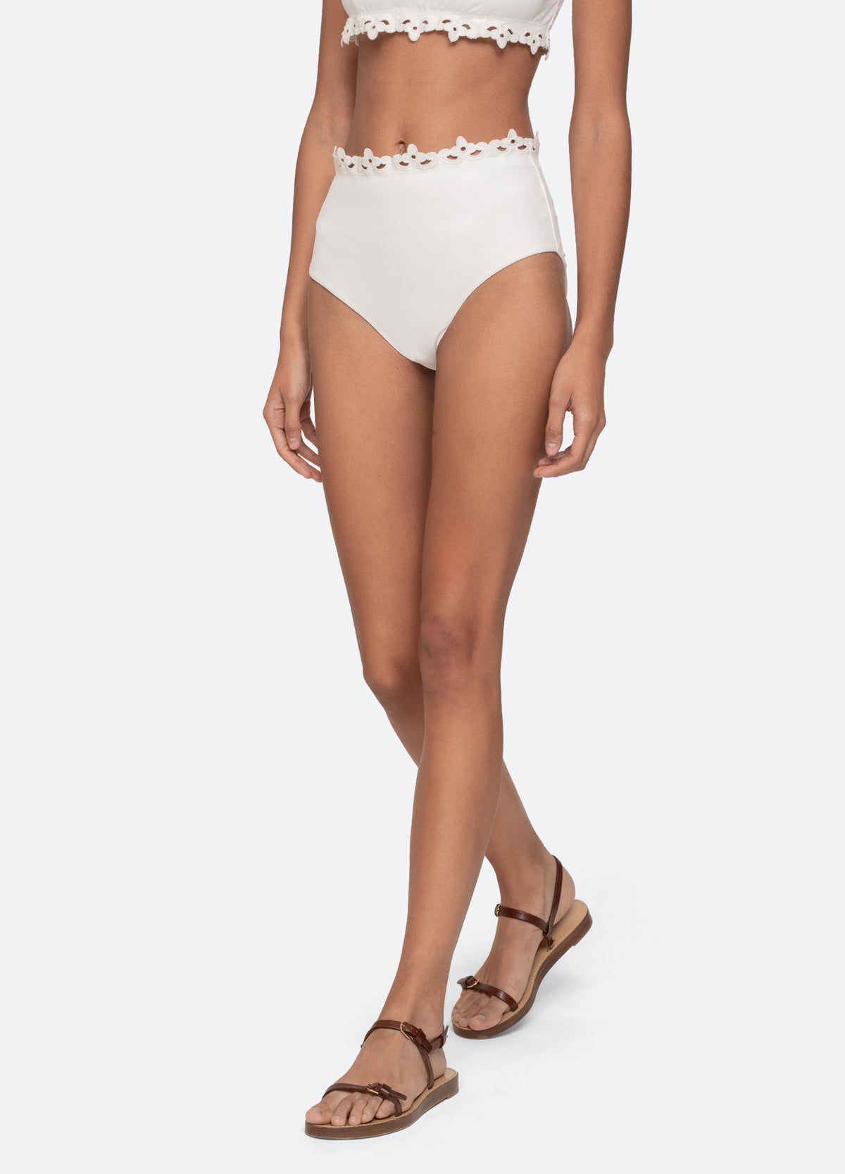 white-leila bikini bottom-walking view - 6