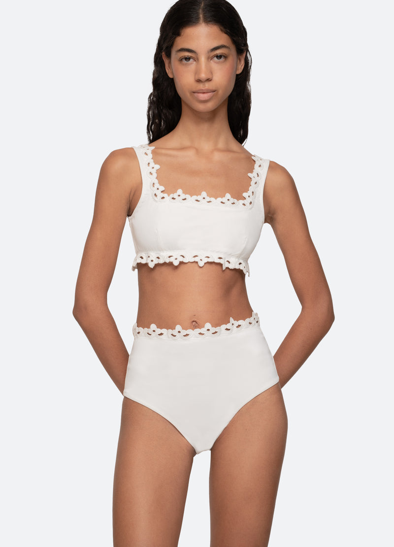 white-leila bikini bottom-detail view - 7