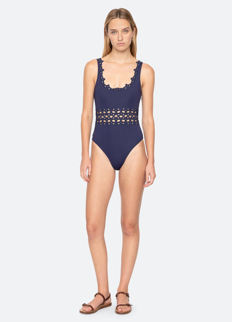 navy-leila one piece-front view 2 - 1