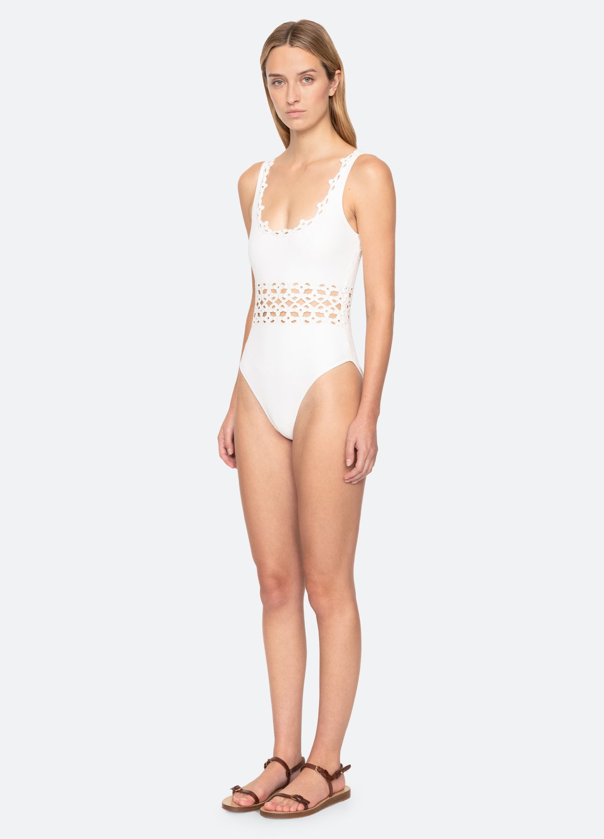 white-leila one piece-three quarter view - 11