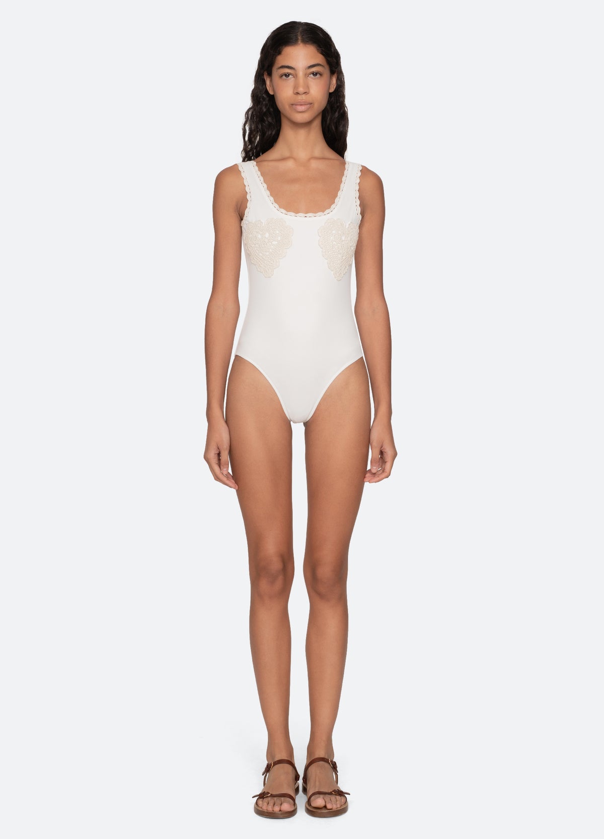 white-madelyn one piece-front view 2 - 7