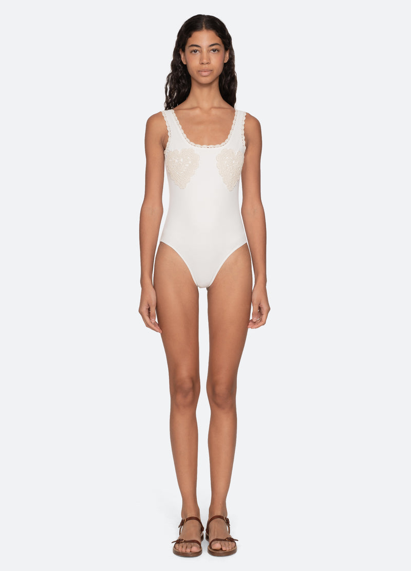 white-madelyn one piece-front view 2 - 7