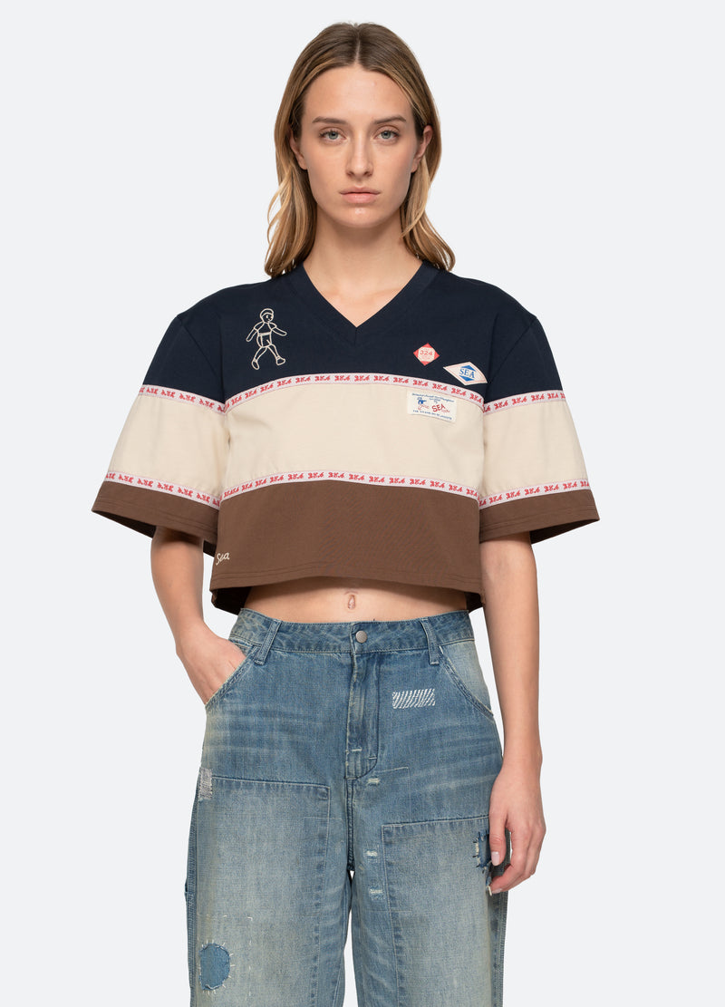 multi-finnley cropped t-shirt-front view - 1