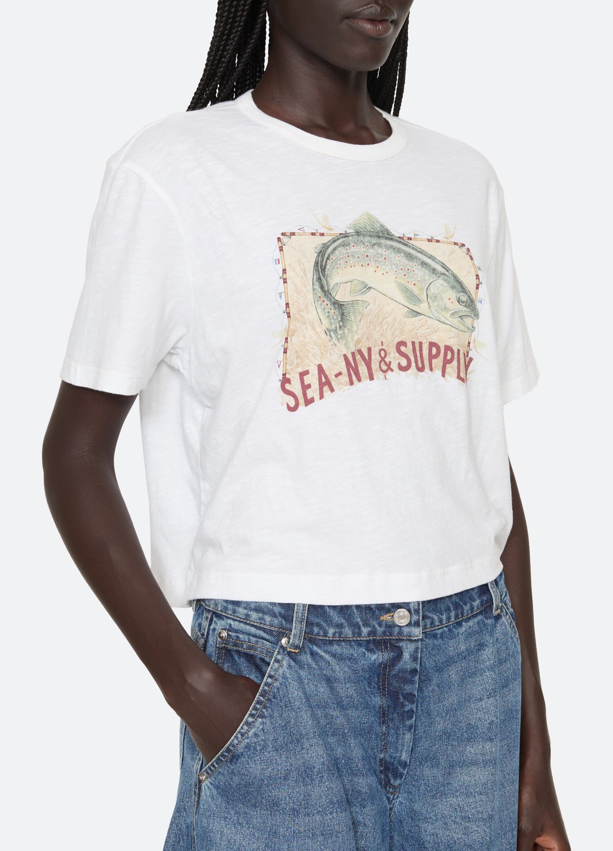 white-crew t-shirt-detail view - 2