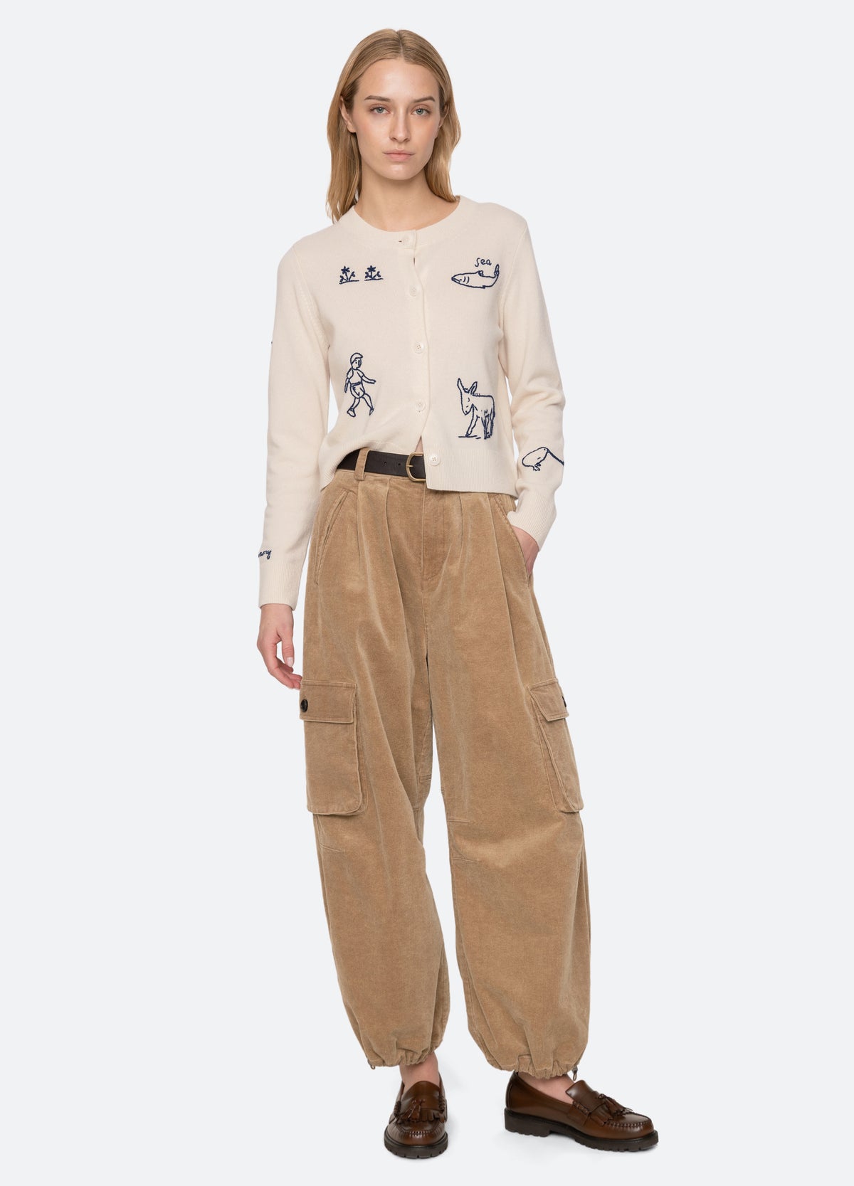 ivory-demi cardigan-full body view - 8