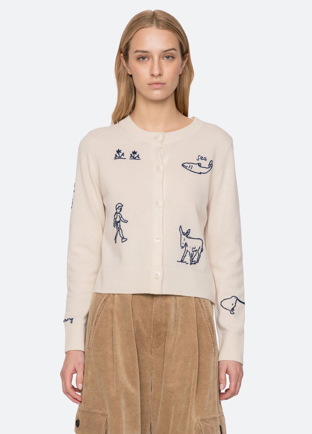 ivory-demi cardigan-front view 2 - 6