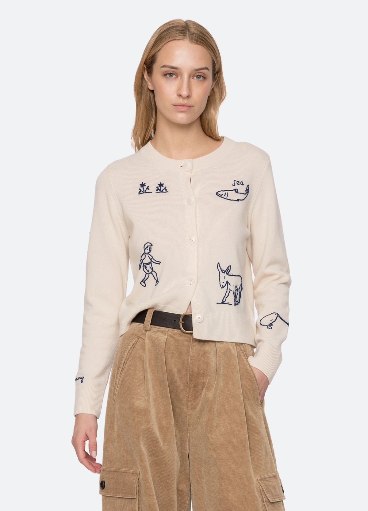 ivory-demi cardigan-front view