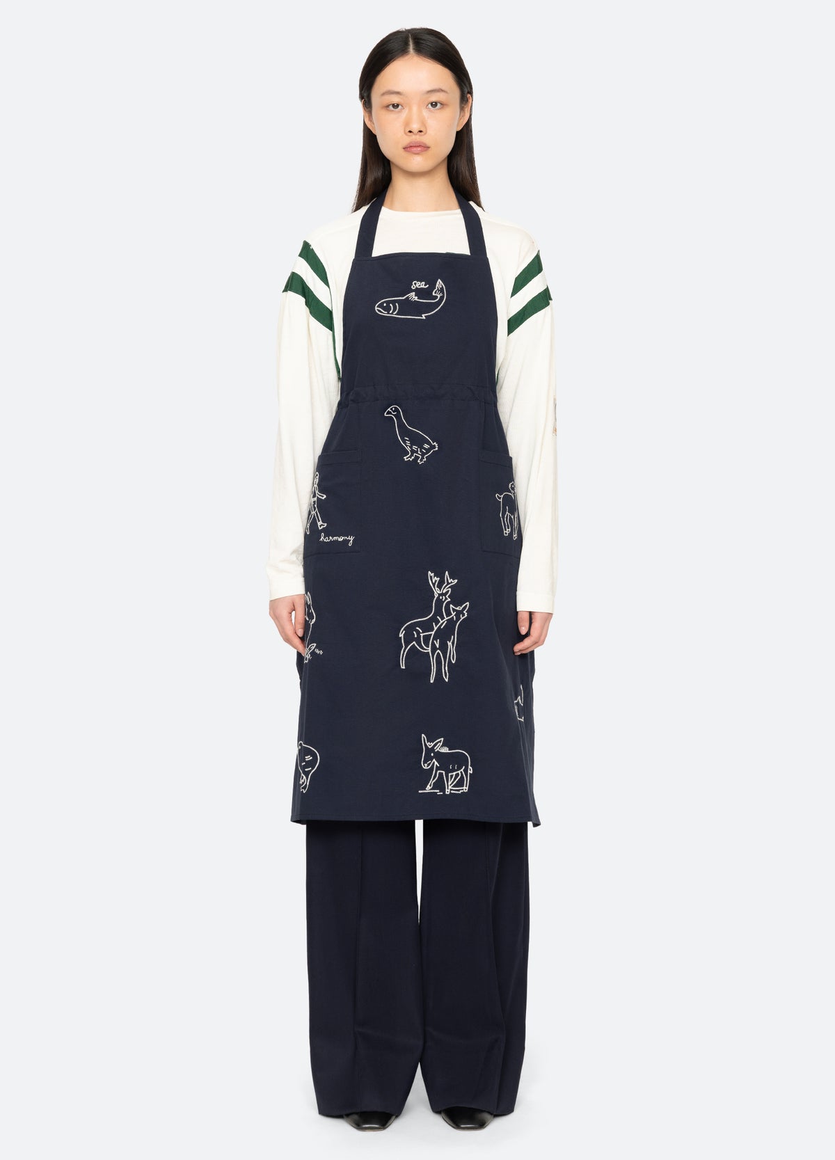 navy-demi apron-full body view - 4
