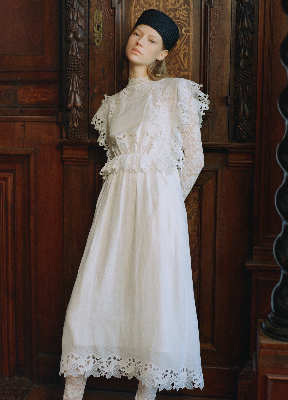 white-eleannora midi dress-editorial view