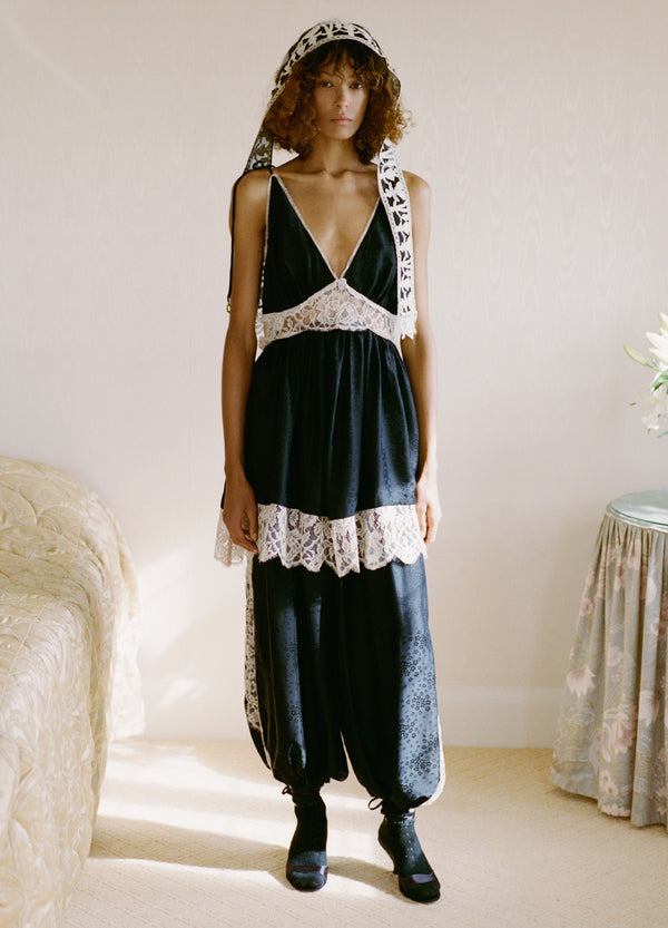sea new york dress Blue Violet Ramie Blue / 0 Short sleeves Lace and embroidery detailing Invisible side zip closure Ties at back Shirred skirt Relaxed fit Material Sea New York Green Vesna
